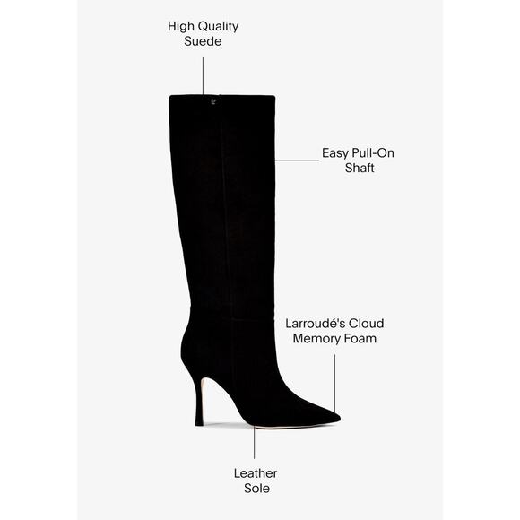 Larroudé Closed Pointed Toe Comfort Kate Boot In Black Suede Leather Size 9 NWOB - Picture 5 of 12